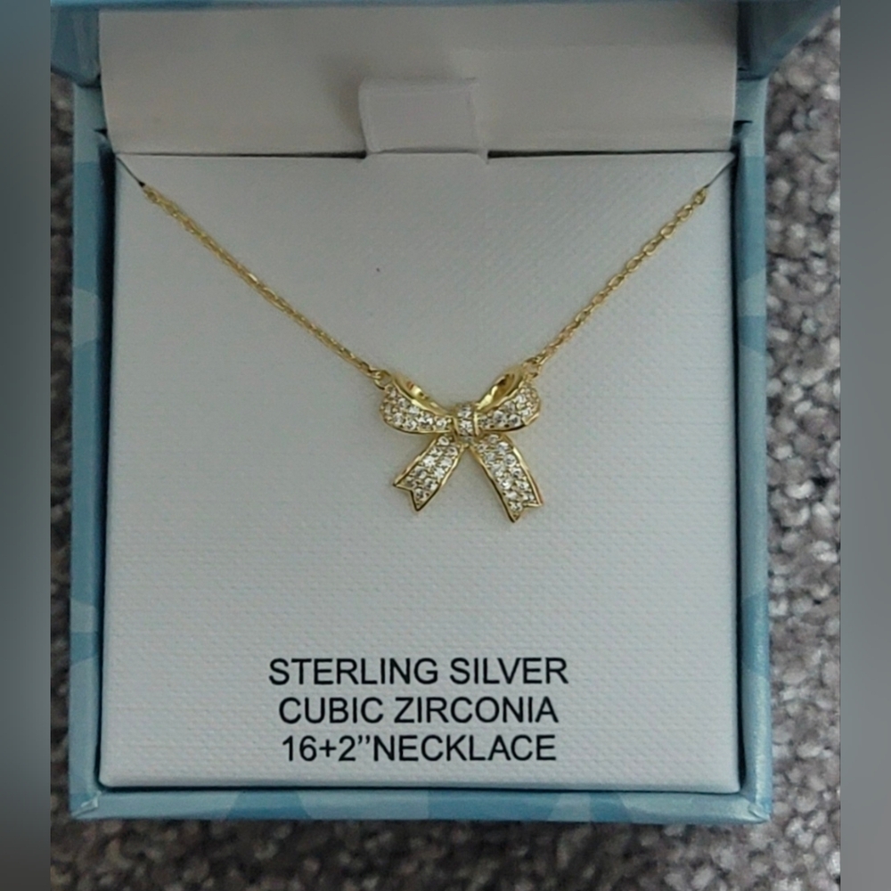 Charlotte & Lexi Bowtie Sterling Silver Cubic Zirconia Necklace
